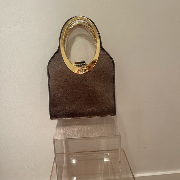 Ted Baker metallic gold/bronze leather handbag. Vintage. Old school hardware. - Picture 2 of 11